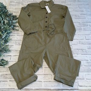 Top Shop Army Green Utility Jumpsuit